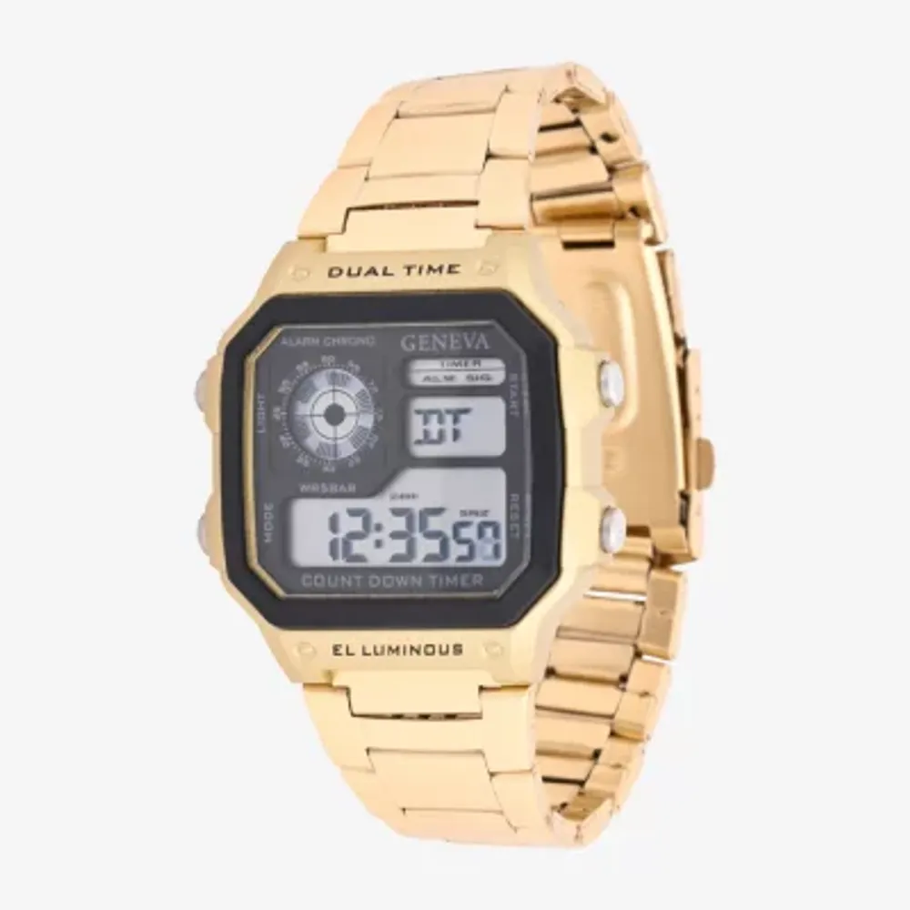 Geneva Mens Digital Gold Tone Bracelet Watch Mac8093jc