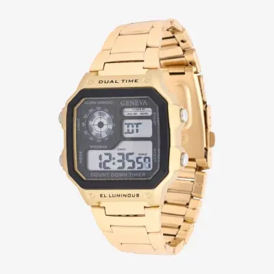 Geneva Mens Digital Gold Tone Bracelet Watch Mac8093jc