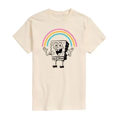 Mens Crew Neck Short Sleeve Classic Fit Spongebob Graphic T-Shirt