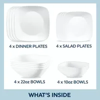 Corelle Vivid White 16-pc. Glass Dinnerware Set