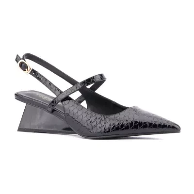 Torgeis Womens Oria Pointed Toe Wedge Heel Pumps