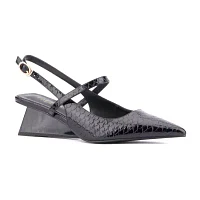 Torgeis Womens Oria Pointed Toe Wedge Heel Pumps