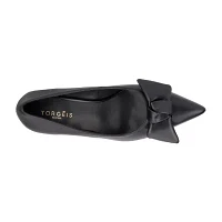 Torgeis Womens Tamrina Pointed Toe Flared Heel Pumps
