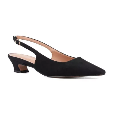 Torgeis Womens Bernadette Pointed Toe Kitten Heel Pumps