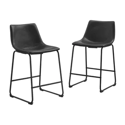 2-pc. Faux Leather Kitchen Counter Stools