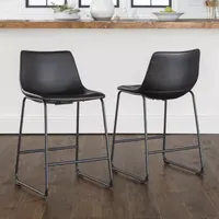 2-pc. Faux Leather Kitchen Counter Stools