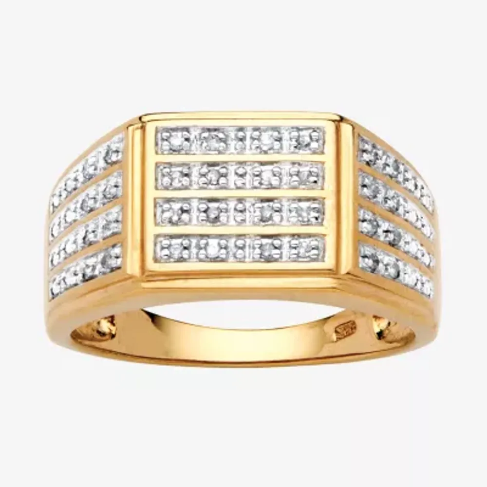 Mens 1/ CT. T.W. Natural White Diamond 18K Gold Over Silver Fashion Ring