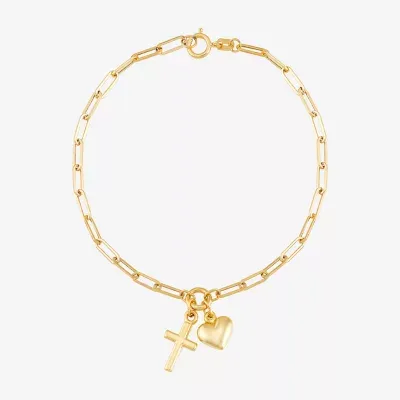 14K Gold Cross Charm Bracelet