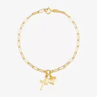 Religious Jewelry 14K Gold Cross Charm Bracelet