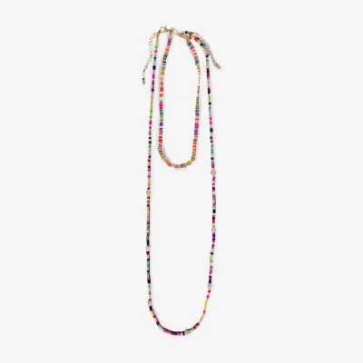 Bijoux Bar Multi Two Layer 40 Inch Beaded Necklace