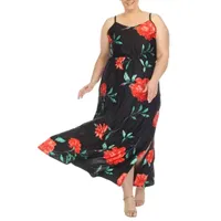 White Mark Womens Plus Sleeveless Floral Maxi Dress