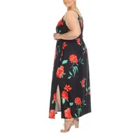 White Mark Womens Sleeveless Floral Maxi Dress Plus