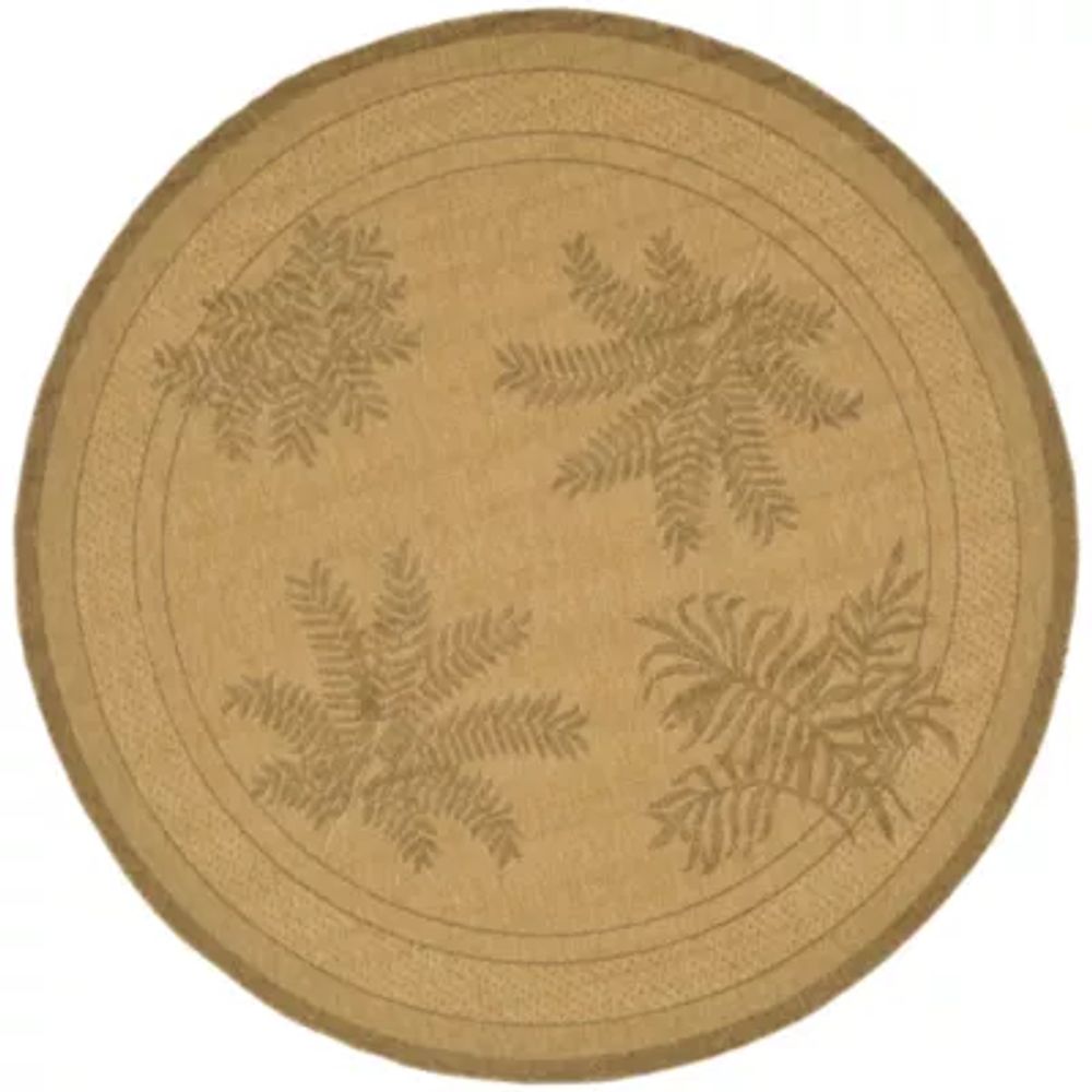 Courtyard Large Palm Fronds Indoor/Outdoor Round Rug