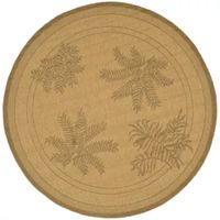 Courtyard Large Palm Fronds Indoor/Outdoor Round Rug