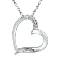 Womens Diamond Accent Natural White Diamond 10K Gold Heart Pendant Necklace