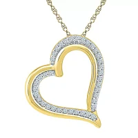 Womens CT. T.W. Natural White Diamond 10K Gold Heart Pendant Necklace