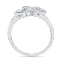 Womens 1/ CT. T.W. Natural White Diamond Sterling Silver Heart Cocktail Ring