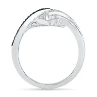 Womens 1/8 CT.T.W. Natural White and Color Enhanced Black Diamond Sterling SIlver Cocktail Ring
