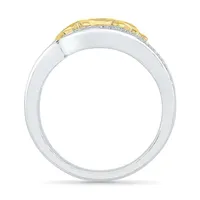 Mom" Womens Diamond Accent Natural White 10K Gold Over Silver Cocktail Ring