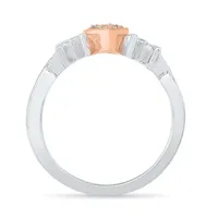 "Mom" Womens Diamond Accent Natural White 10K Gold Over Silver Cocktail Ring