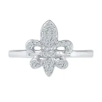 Womens 1/ CT. T.W. Natural White Diamond Sterling Silver Cocktail Ring