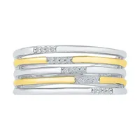 2MM Diamond Accent Natural White 10K Gold Over Silver Band