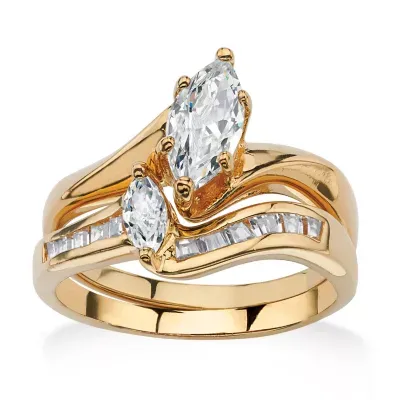 Womens 1 3/8 CT. T.W. White Cubic Zirconia 18K Gold Over Brass Bridal Set