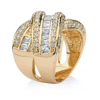 Womens 3 3/4 CT. T.W. White Cubic Zirconia 14K Gold Over Brass Cocktail Ring