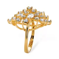 Womens 5 1/2 CT. T.W. White Cubic Zirconia 18K Gold Over Brass Cocktail Ring