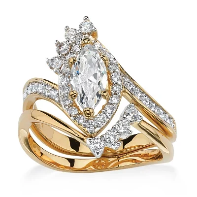 Womens 3 CT. T.W. White Cubic Zirconia 14K Gold Over Brass Bridal Set