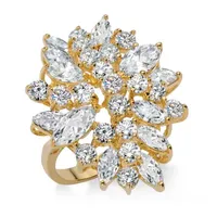 Womens 5 1/2 CT. T.W. White Cubic Zirconia 18K Gold Over Brass Cocktail Ring