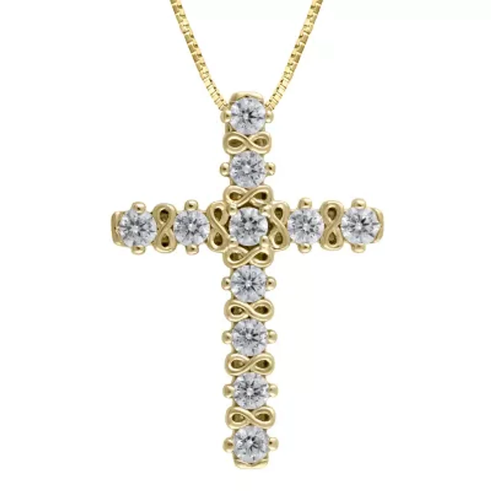 Womens 1/4 CT. T.W. Natural White Diamond 10K Gold Cross Pendant Necklaces