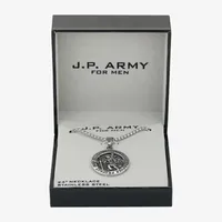 J.P. Army Men's Jewelry Stainless Steel 22 Inch Link Round Pendant Necklace