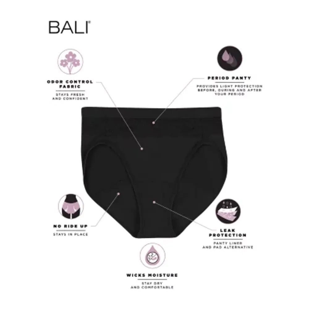 Bali Beautifully Confident With Leak Protection Average + Full Figure Period Resistant High Cut Panty Dfllh1