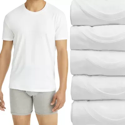 Hanes Ultimate Comfort Fit Cotton Stretch Bonus Pack Mens 5 Short Sleeve Crew Neck Moisture Wicking T-Shirt