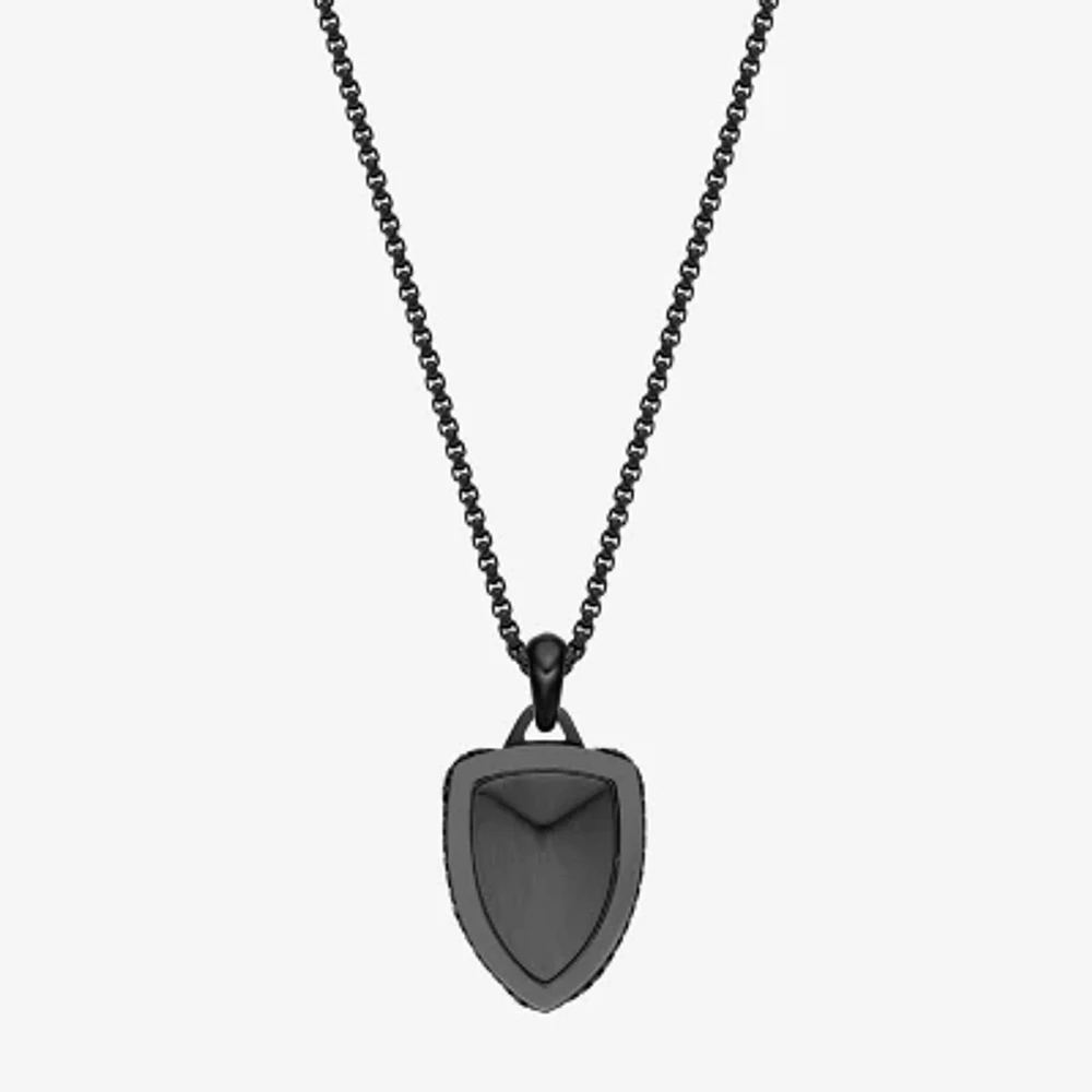 Shield Mens Stainless Steel Pendant Necklace