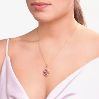 14K Gold over Silver Genuine Amethyst, Genuine Pink Quartz & Lab-Created White Sapphire Pendant Necklace