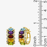 Multi-Gemstone and Diamond-Accent Hoop Earrings