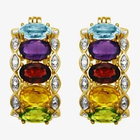 Multi-Gemstone and Diamond-Accent Hoop Earrings