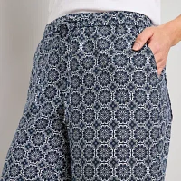 Liz Claiborne Linen Womens Mid Rise Wide Leg Drawstring Pant