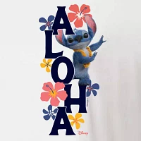 Juniors Womens Crew Neck Short Sleeve Lilo & Stitch Graphic T-Shirt