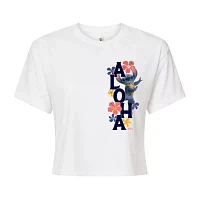 Juniors Womens Crew Neck Short Sleeve Lilo & Stitch Graphic T-Shirt