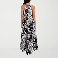 London Times Womens Sleeveless Floral Maxi Dress