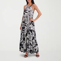 London Times Womens Sleeveless Floral Maxi Dress