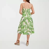 London Times Womens Sleeveless Floral Fit + Flare Dress