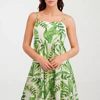 London Times Womens Sleeveless Floral Fit + Flare Dress