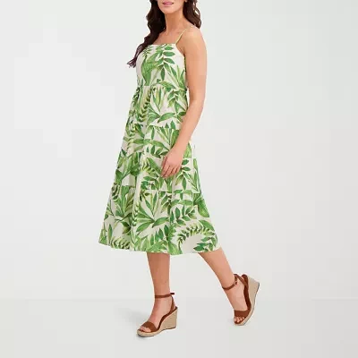 London Times Womens Sleeveless Floral Fit + Flare Dress