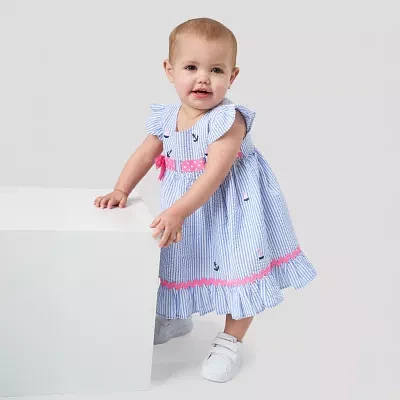 Rare Editions Baby Girls Short Sleeve Flutter Fit + Flare Dress