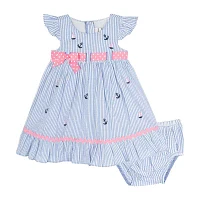 Rare Editions Baby Girls Short Sleeve Flutter Fit + Flare Dress