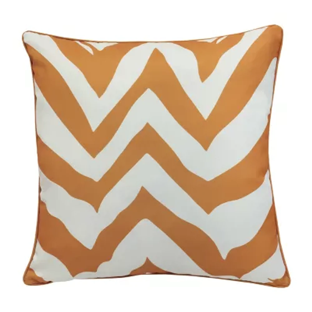 Outdoor Dècor 24 X 24 In Zig Zag Printed Large Mustard Square Throw Pillows